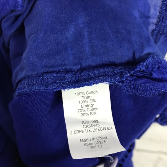 J. Crew Factory M Eyelet Blue Silk Blouse 50275 - Picture 6 of 6